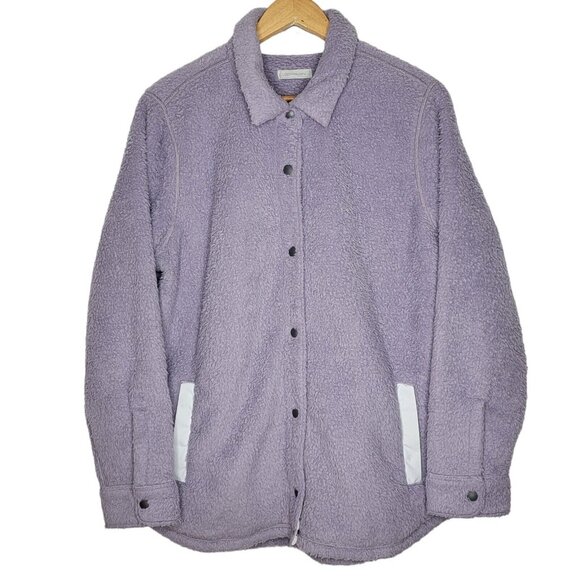Outerknown Women's XL Purple Skyline Easy‎ Shirt Jacket Teddy Snap Button Down - Picture 1 of 5